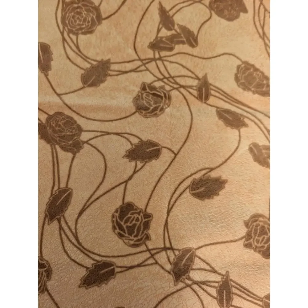 Burnt Orange Floral Flocked Scrim Backed Upholstery Fabric 42